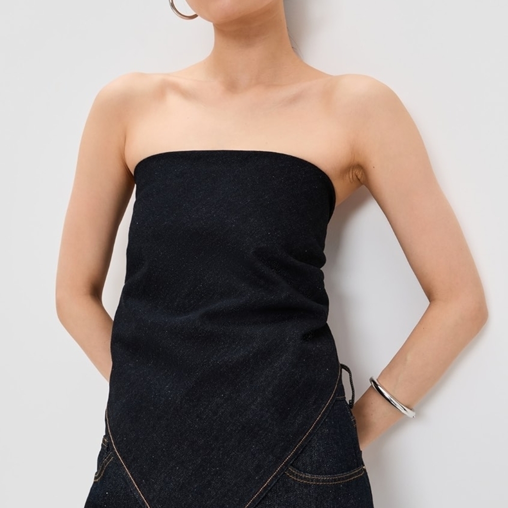 Lioness Black Strapless Bandana-Style Tube Top